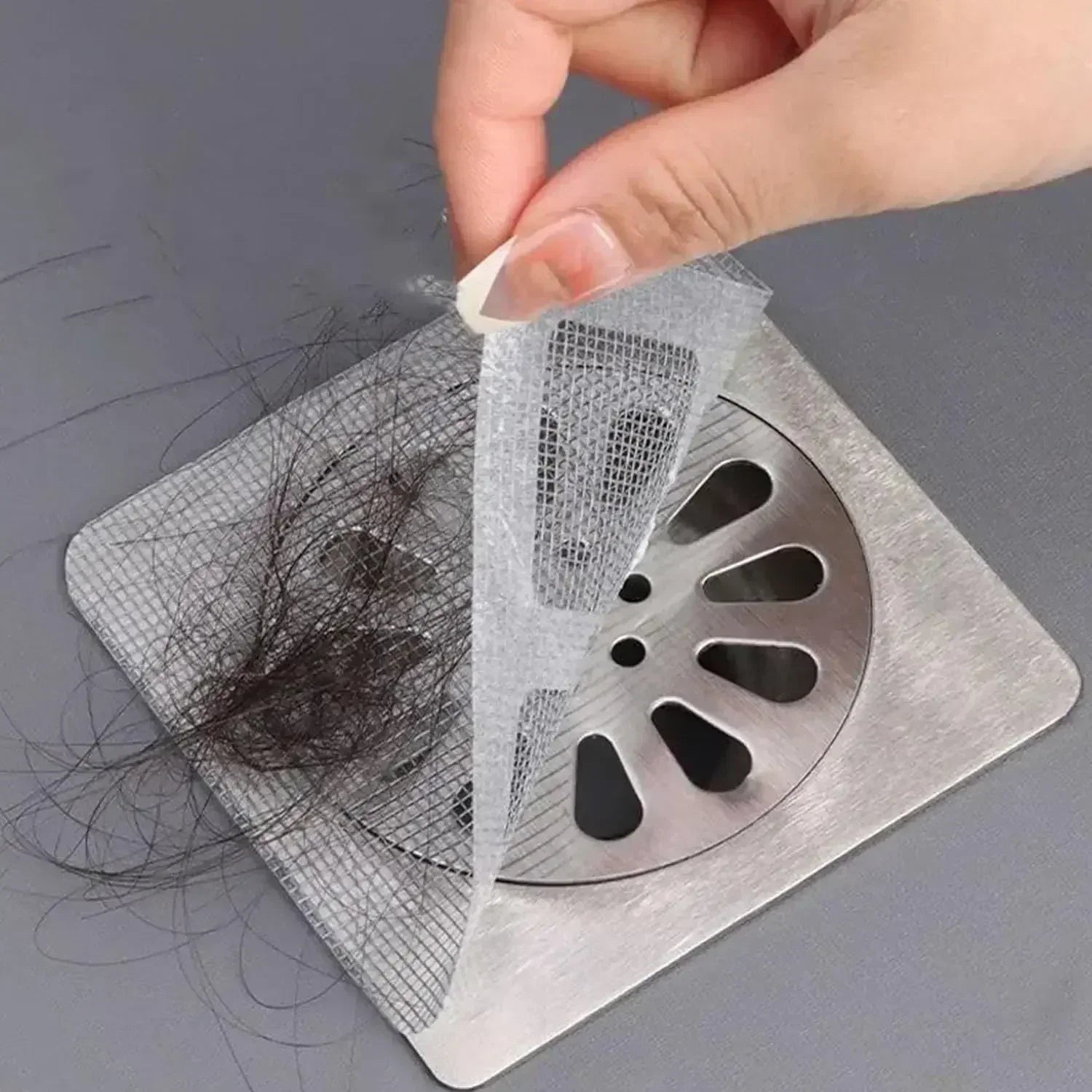Filtro de Drenaje Antibloqueo Recolector de Cabello Desechable con Malla para Ducha/Fregadero, Adhesivo Cubierta de Drenaje de Piso, Colador para Baño y Cocina