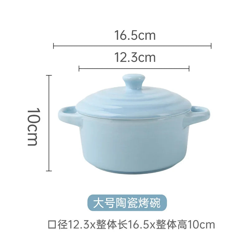 1 pieza de cuenco pequeño de cerámica con doble asa - Seguro para horno para flan de huevo al vapor, sopa casera, pudín, horneado y guisos