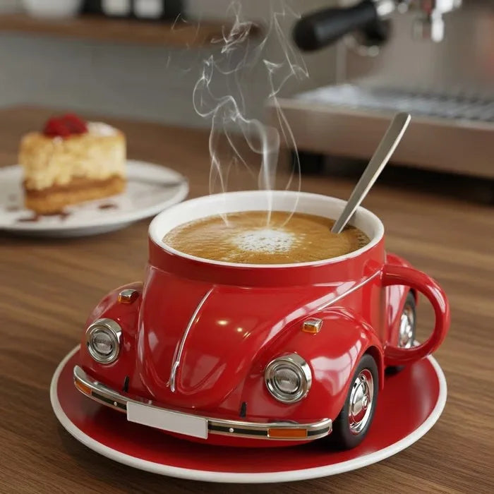 Taza de café con forma de escarabajo, taza de café con forma de coche escarabajo hecha a mano, novedosa, divertida e imaginativa, regalo creativo para amantes de los escarabajos, adecuada