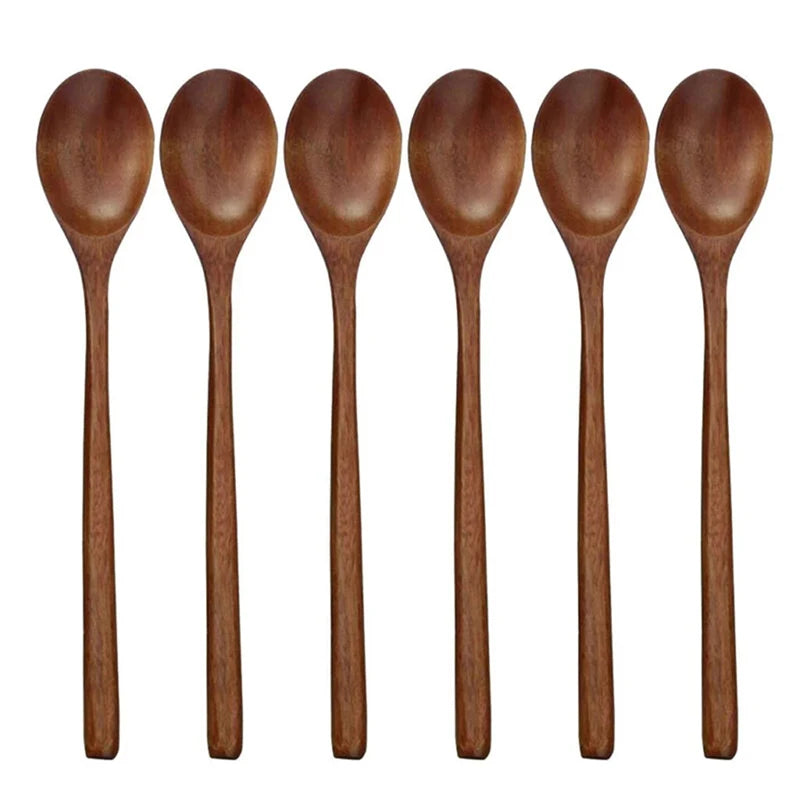 Cuchara de Madera de 1 Pieza Cuchara de Cocina de Bambú Estilo Coreano 9 Pulgadas Utensilios de Mesa de Madera Natural para Sopa Cuchara para Cocinar Miel Café Cuchara para Mezclar