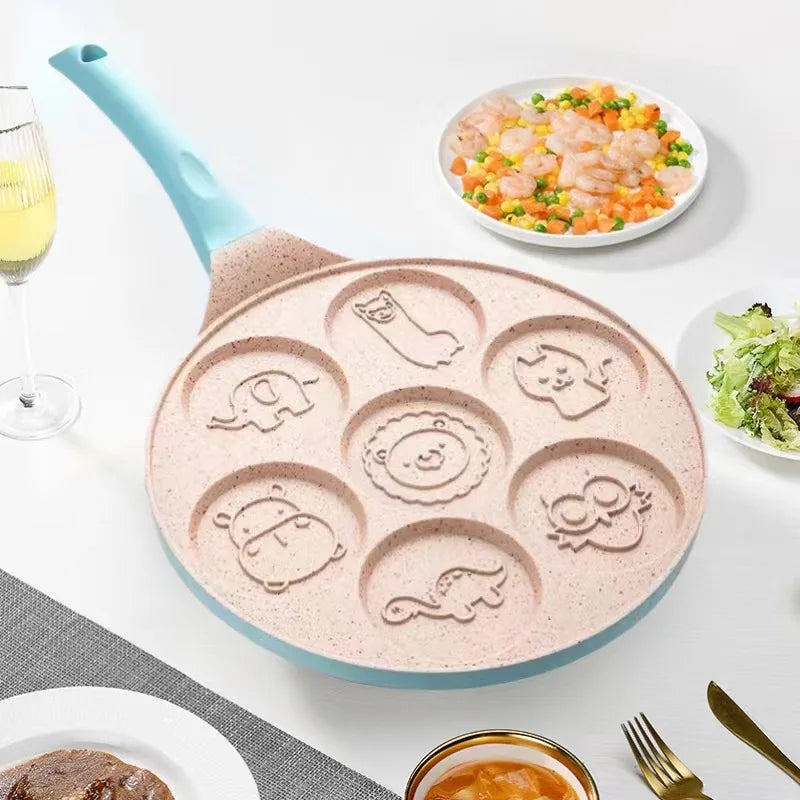 Sartén para Desayuno de Siete Huecos Antiadherente Sartén con Fondo Plano Sartén Porosa para Tortillas Molde para Tortilla de Bebé