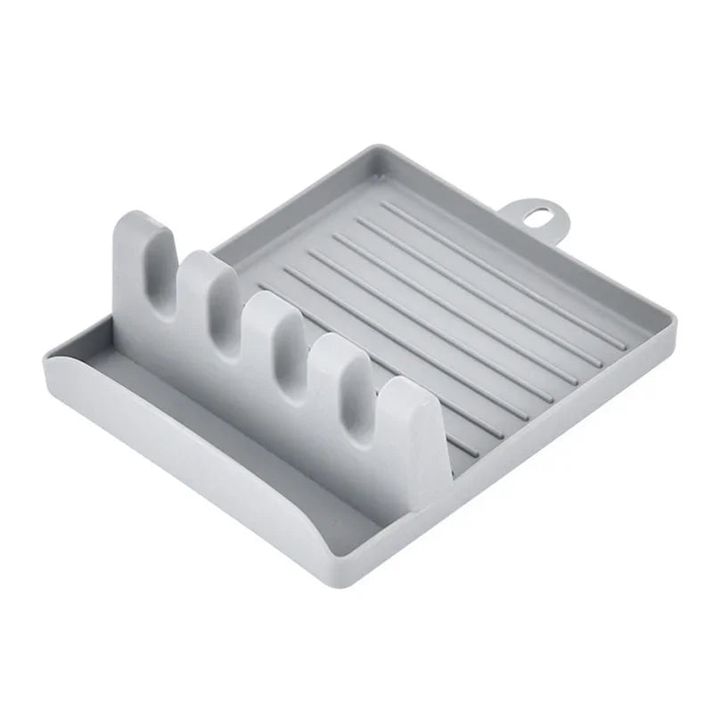 Soporte para cucharas de cocina, soporte para tenedores y espátulas, estante de almacenamiento, soporte para palillos de plástico, almohadilla antideslizante para cucharas, conveniente y práctico