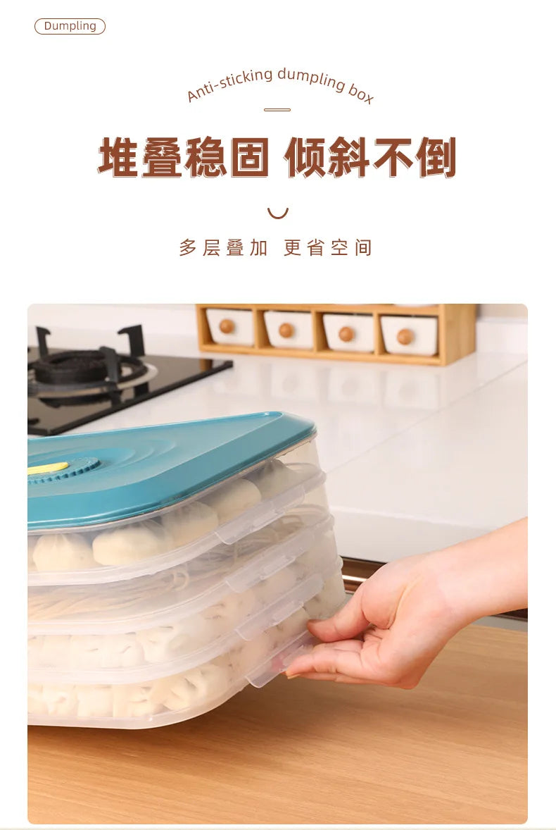 Caja de Almacenamiento de Dumplings, Congelador de Refrigerador, Caja de Congelación Rápida de Dumplings de Grado Alimenticio, Caja de Conservación de Plástico Sellada
