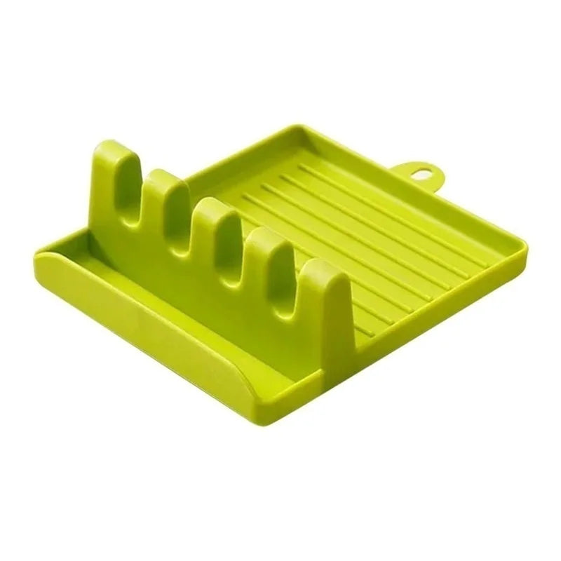 Soporte para cucharas de cocina, soporte para tenedores y espátulas, estante de almacenamiento, soporte para palillos de plástico, almohadilla antideslizante para cucharas, conveniente y práctico