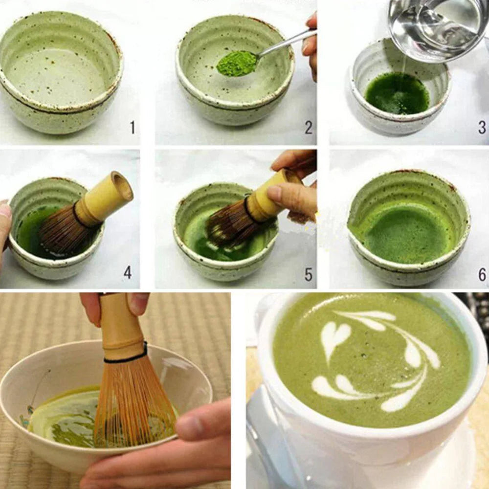 Juego de té Juego de té japonés Batidor de matcha (Chasen) Cucharilla y cuchara (Chashaku) Juego de té matcha Accesorios de bambú