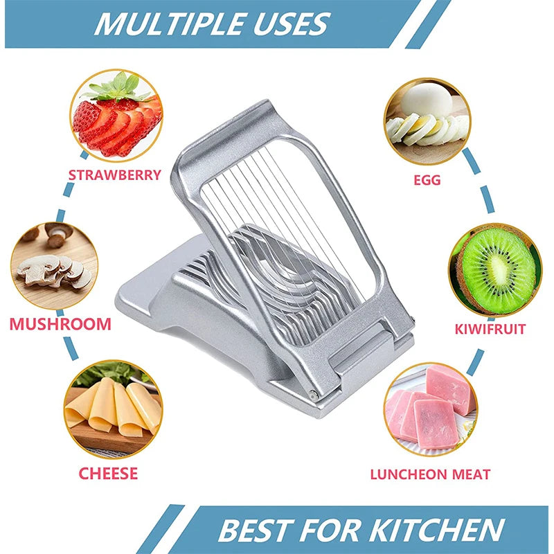 Cortador de Huevos para Huevos, Cocidos de Aleación de Aluminio Cortador y Rebanador de Huevos, Cortador Rebanador de Cocina para Fresas y Kiwis, Apto para Lavavajillas
