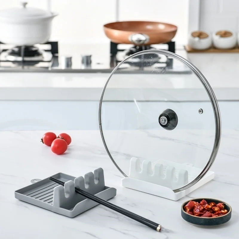 Soporte para cucharas de cocina, soporte para tenedores y espátulas, estante de almacenamiento, soporte para palillos de plástico, almohadilla antideslizante para cucharas, conveniente y práctico