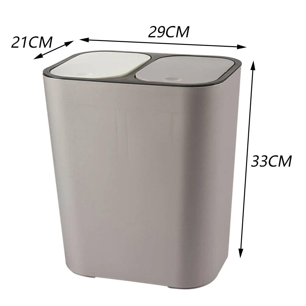 Cubo de basura de cocina de 15L Doble reciclaje 2 secciones Decoración del hogar Sala de estar Dormitorio Baño