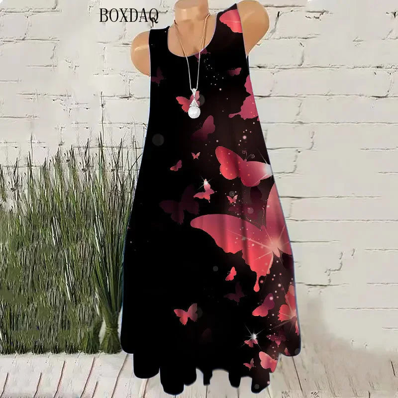 Vestido Playero Suelto de verano con Estampado Vibrante