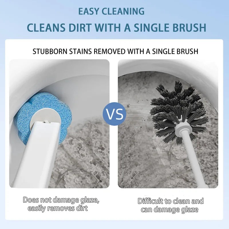 Cepillo de inodoro desechable con cabezal reemplazable, montado en la pared, con mango largo, herramientas de limpieza para inodoro, accesorios de baño WC