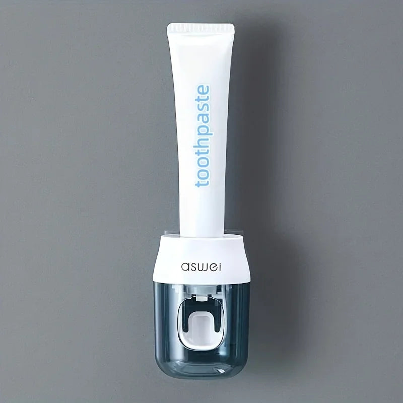 Dispensador automático de pasta de dientes montado en la pared, fácil de instalar sin taladrar, adecuado para varios tubos de pasta de dientes en espiral