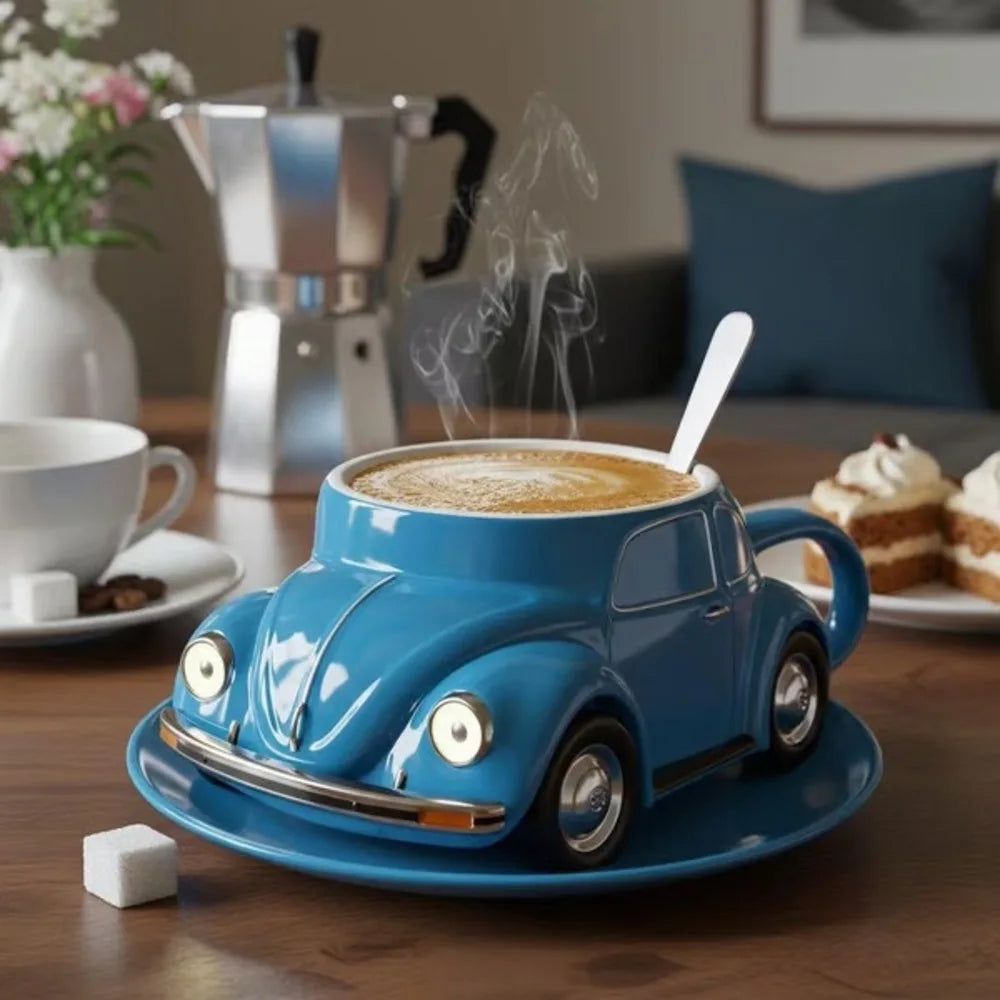 Taza de café con forma de escarabajo, taza de café con forma de coche escarabajo hecha a mano, novedosa, divertida e imaginativa, regalo creativo para amantes de los escarabajos, adecuada