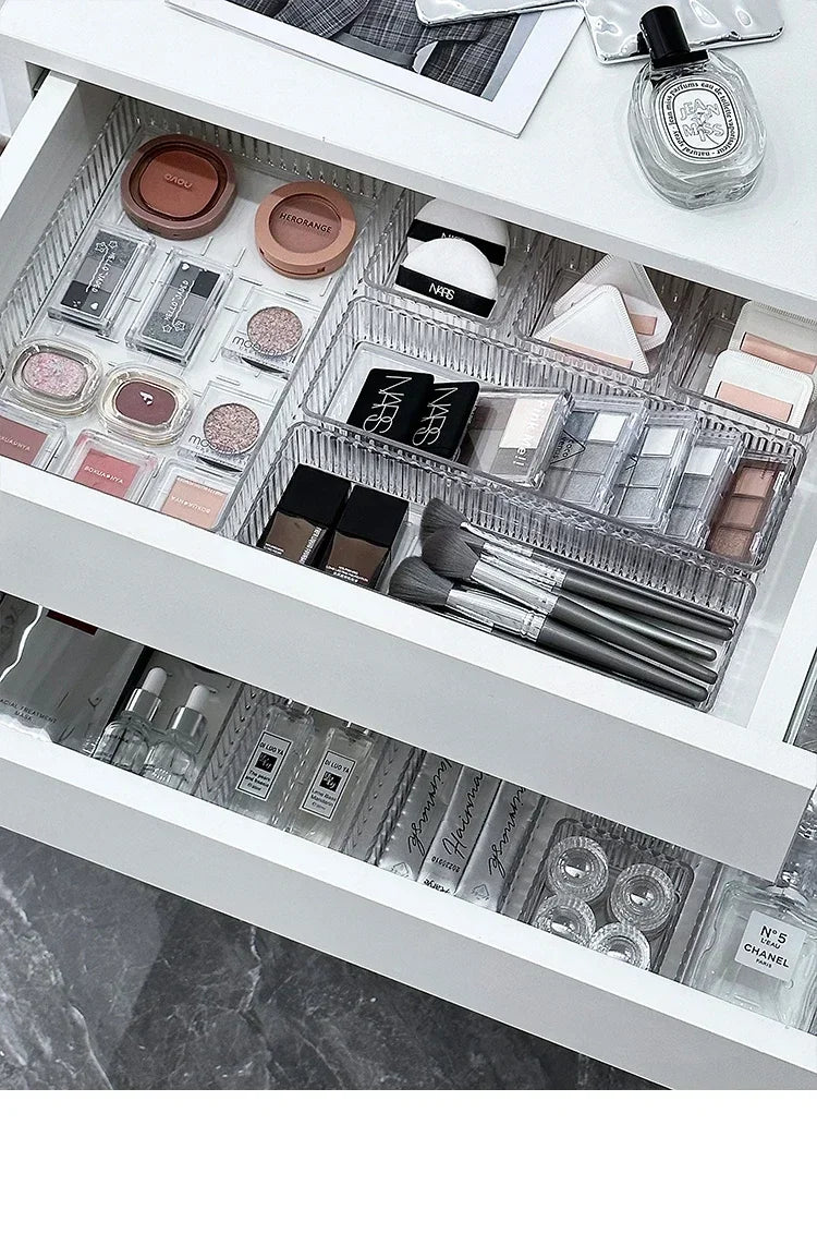 Organizador Modular de Cajones Transparente Bandejas de Almacenamiento Multiuso para Maquillaje, Tocador de Baño, Herramientas de Cocina y Organización de Cuidado de la Piel