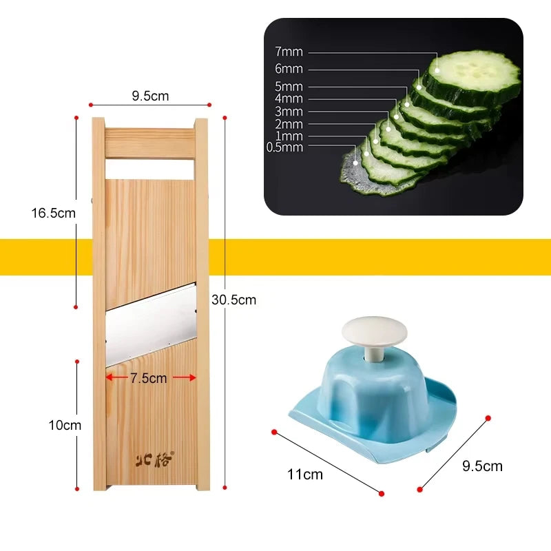 Cortador de Verduras de Madera Cortador de Papas Cortador de Verduras Ajustable para Tomate y Cebolla Picadora de Col Picador de Frutas