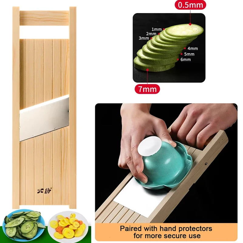 Cortador de Verduras de Madera Cortador de Papas Cortador de Verduras Ajustable para Tomate y Cebolla Picadora de Col Picador de Frutas