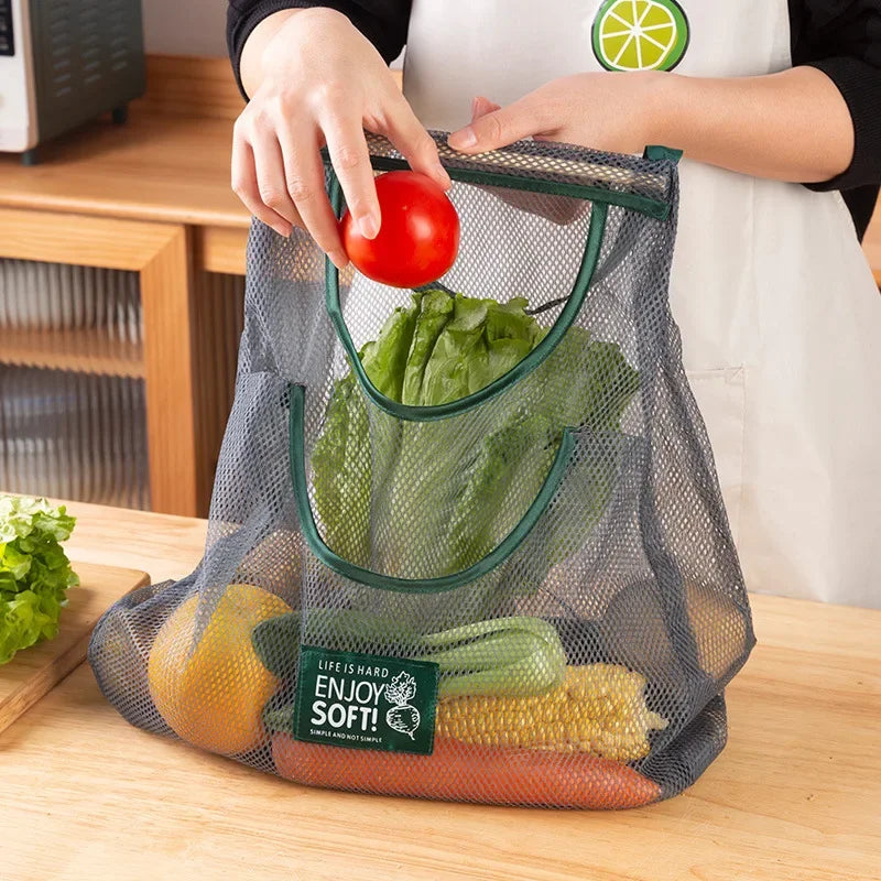 1PC Bolsa de Almacenamiento Colgante de Malla Portátil Multiusos Transpirable para Cocina, Frutas y Verduras