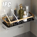 Punch Holes Black Gold Aluminum Shelves Bathroom Kitchen Storage Double Layer Space Saving Rustproof Wall Mounted Design