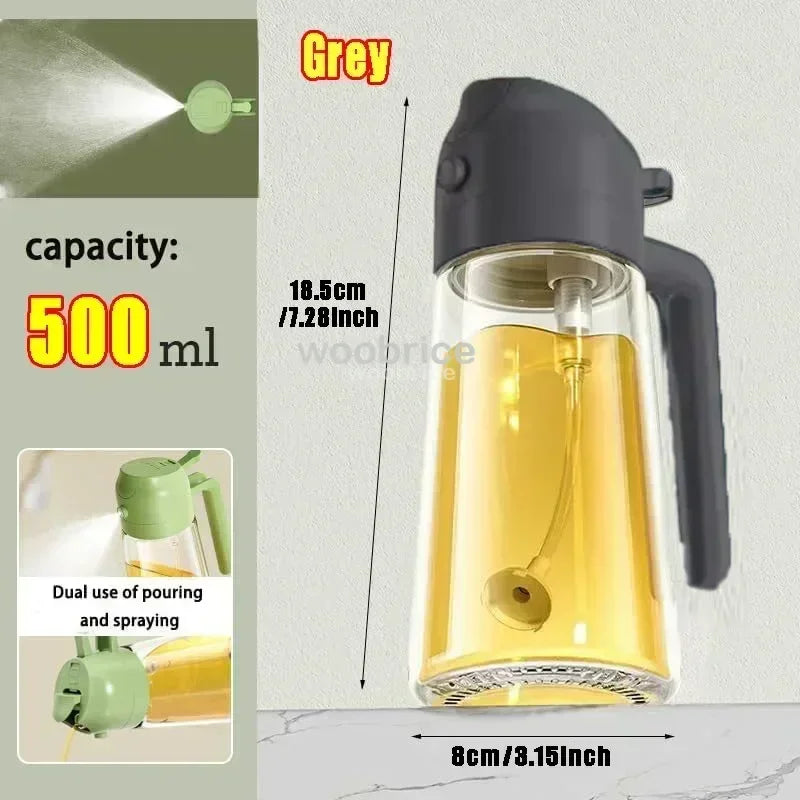 Spray de Aceite de Cocina 2 en 1 Botella Rociadora de Aceite de Vidrio Botella Multifuncional Dispensadores de Aceite para Cocinar y Barbacoa Rociador de Aceite de Oliva Herramienta de Cocina