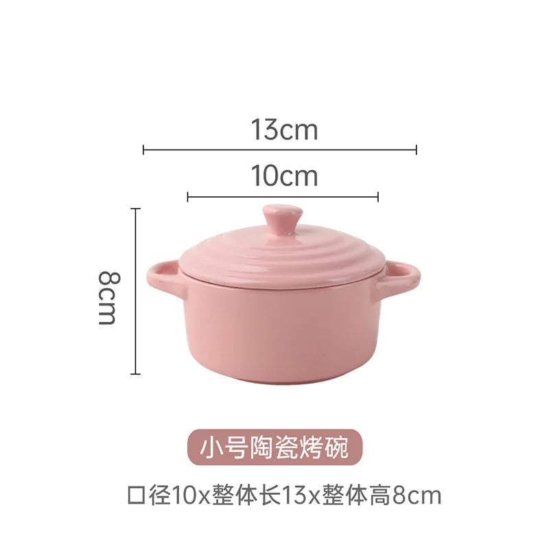 1 pieza de cuenco pequeño de cerámica con doble asa - Seguro para horno para flan de huevo al vapor, sopa casera, pudín, horneado y guisos