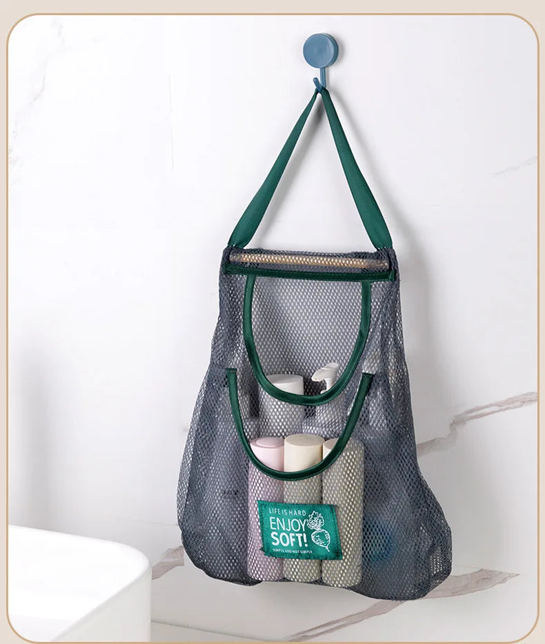 1PC Bolsa de Almacenamiento Colgante de Malla Portátil Multiusos Transpirable para Cocina, Frutas y Verduras