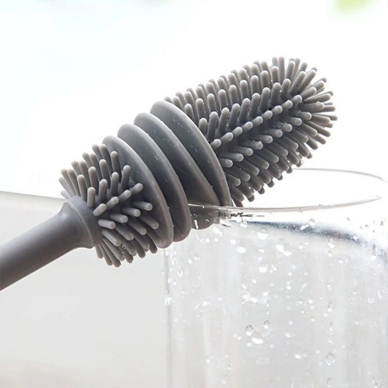 Cepillo de silicona para botella de leche, cepillo limpiador de vasos, cepillo para manchas de té, herramienta de limpieza de cocina, cepillos para botellas de mango largo