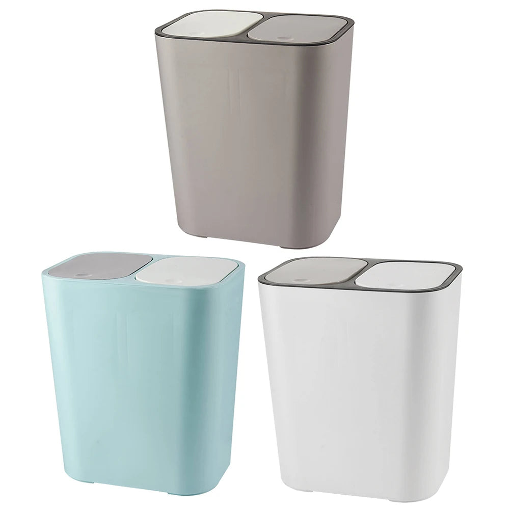 Cubo de basura de cocina de 15L Doble reciclaje 2 secciones Decoración del hogar Sala de estar Dormitorio Baño