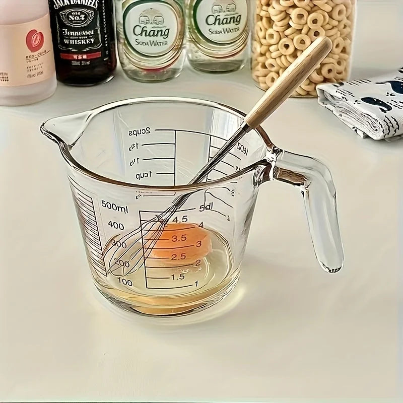 Juego de 1/3 batidores con mangos de madera maciza, batidor de acero inoxidable y mezclador de crema