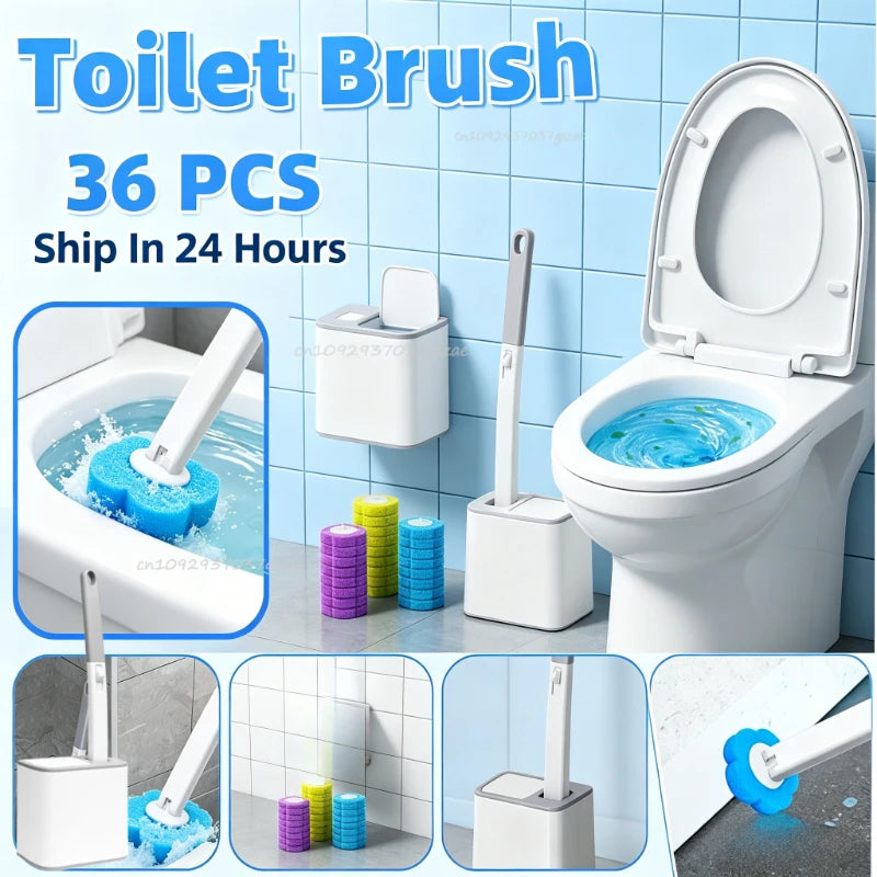 Cepillo de inodoro desechable con cabezal reemplazable, montado en la pared, con mango largo, herramientas de limpieza para inodoro, accesorios de baño WC