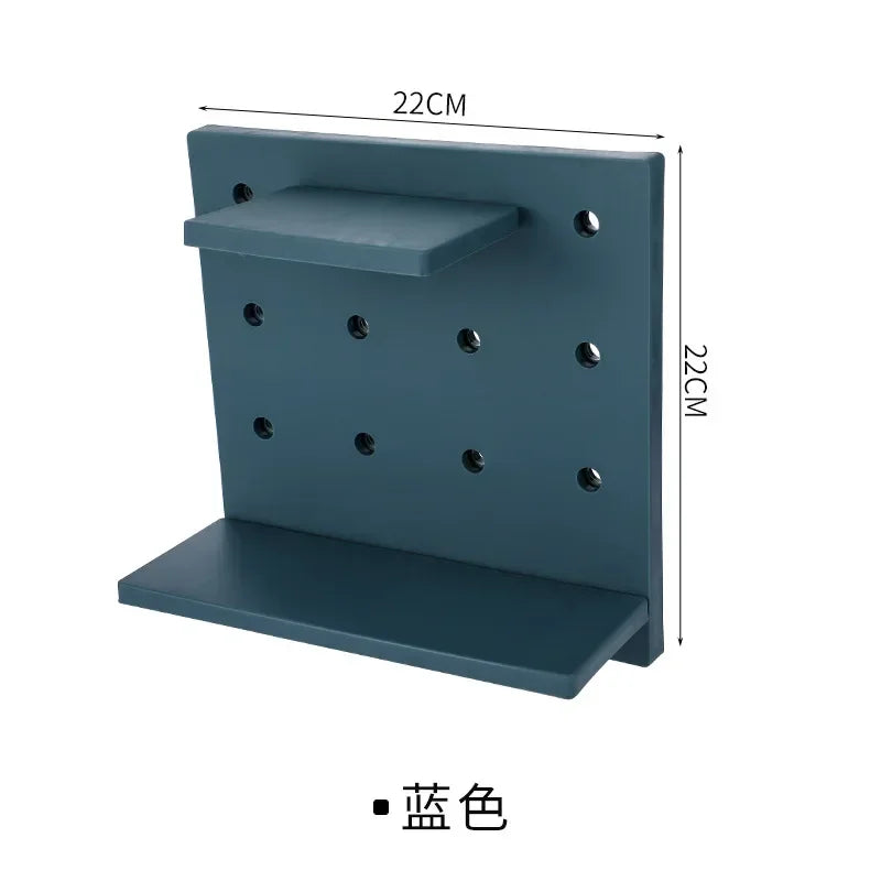 Soporte de exhibición de tablero de clavijas sin perforaciones Organizador de pared Placa de almacenamiento Decoración de pared colgante para sala de estar, cocina y dormitorio Estante de pared