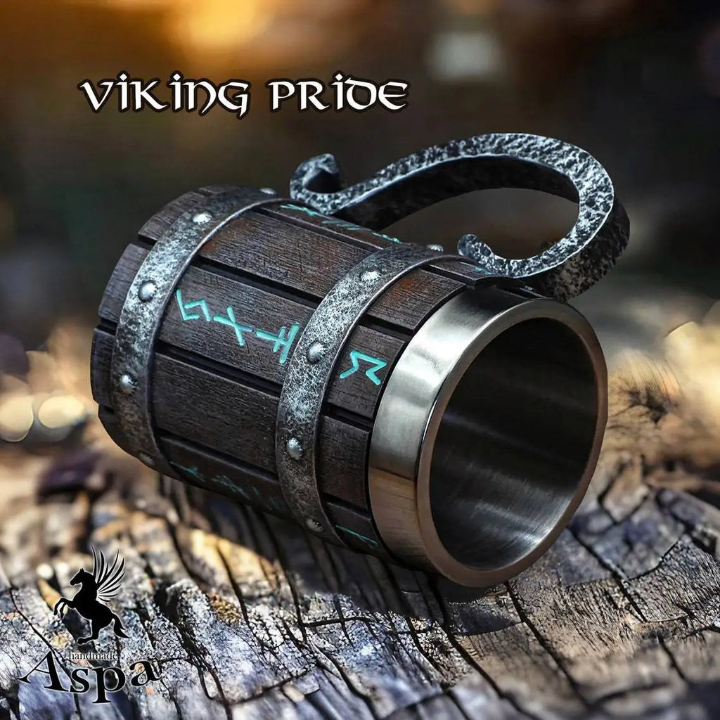Jarra de cerveza de madera estilo barril, jarra de cerveza de acero inoxidable de gran capacidad, taza de café, copa de vino, metálica e aislada, como regalo para bar o fiesta