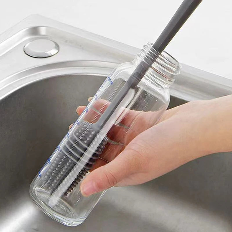 Cepillo de silicona para botella de leche, cepillo limpiador de vasos, cepillo para manchas de té, herramienta de limpieza de cocina, cepillos para botellas de mango largo