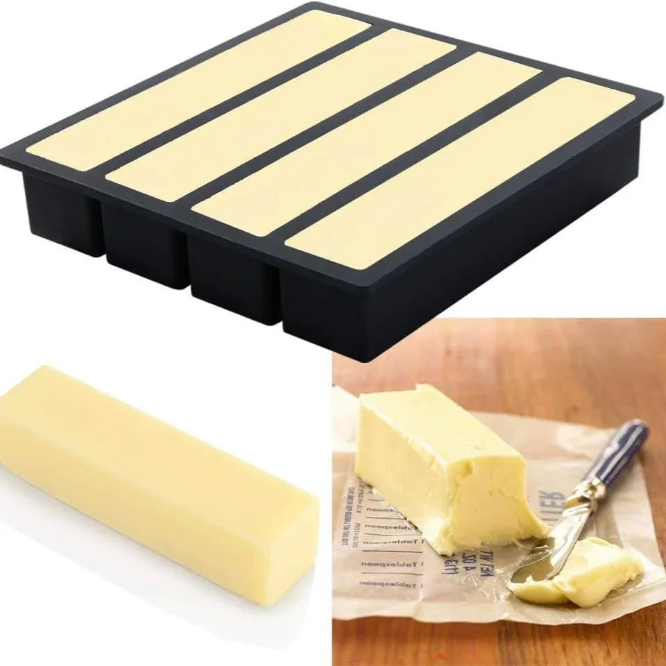 Bandeja de hielo cuadrada de 4 celdas, tira larga, molde de silicona de grado alimenticio, bandeja de hielo rectangular reutilizable para el hogar con tapa o sin tapa