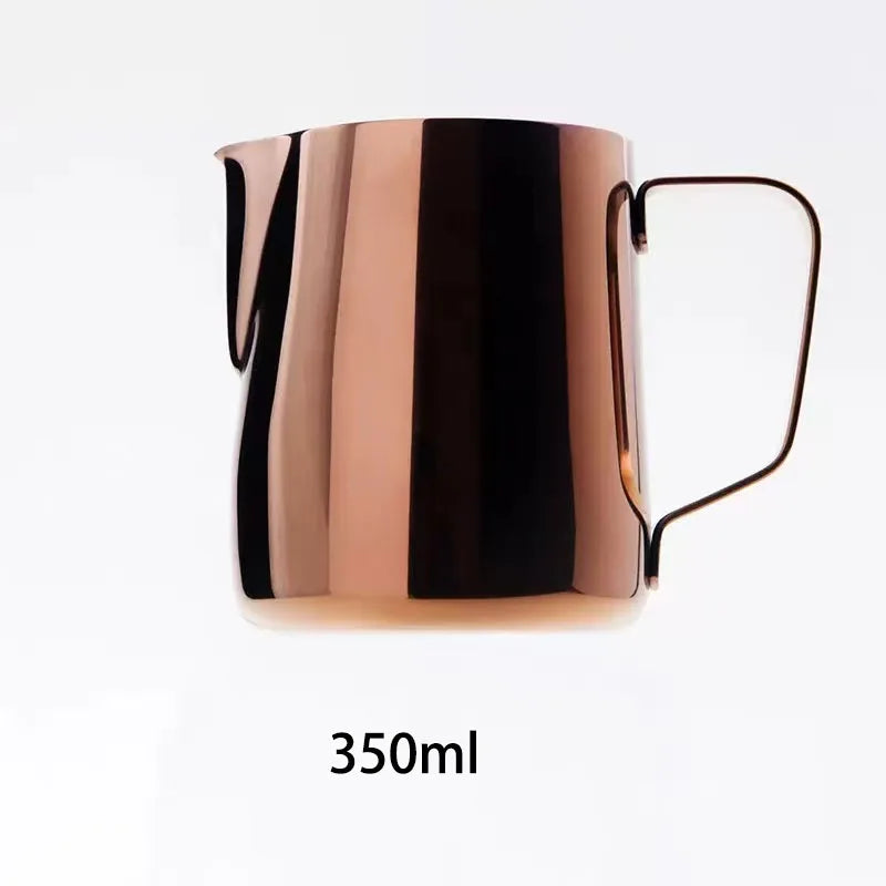 Jarra para espumar leche de acero inoxidable 304, tarro de espuma de leche para café, lata de espuma de leche para café, accesorios de café latte para cafetería, azul y dorado