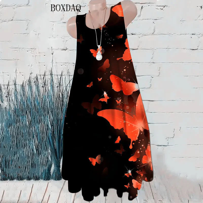 Vestido Playero Suelto de verano con Estampado Vibrante