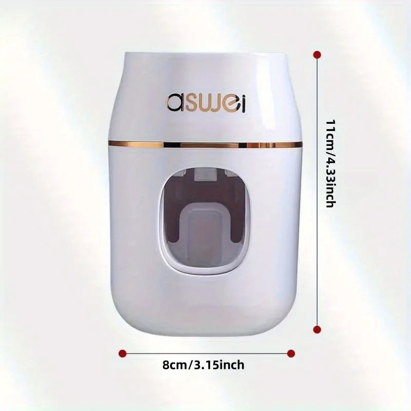 Dispensador automático de pasta de dientes montado en la pared, fácil de instalar sin taladrar, adecuado para varios tubos de pasta de dientes en espiral