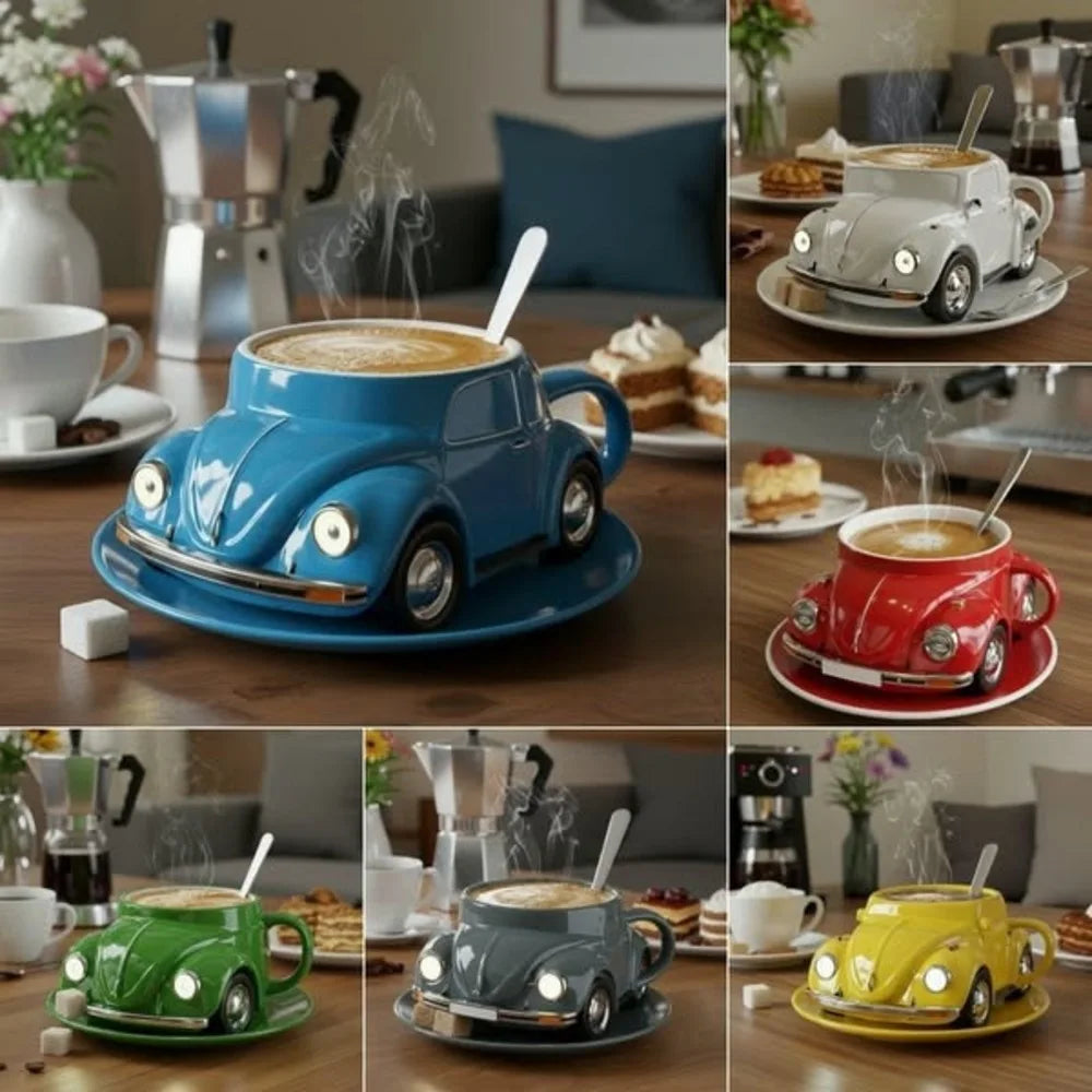 Taza de café con forma de escarabajo, taza de café con forma de coche escarabajo hecha a mano, novedosa, divertida e imaginativa, regalo creativo para amantes de los escarabajos, adecuada