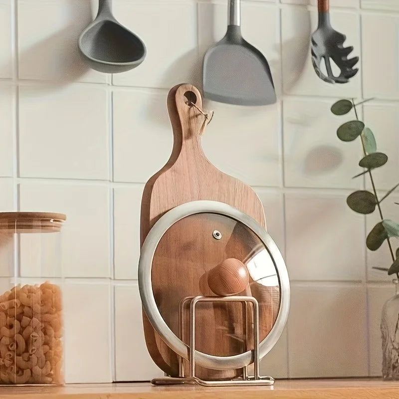 Stainless Steel Pot Lid and Cutting Board Organizer Countertop Rack