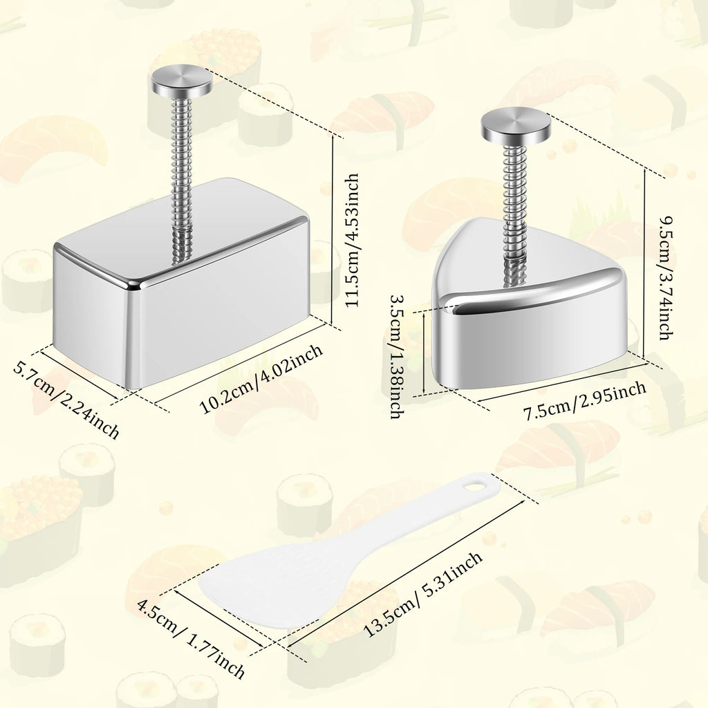 Molde para Onigiri Antiadherente de Acero Inoxidable Triangular y Rectangular Molde para Bolas de Arroz DIY Musubi Sushi Prensa para Almuerzo de Niños Bento