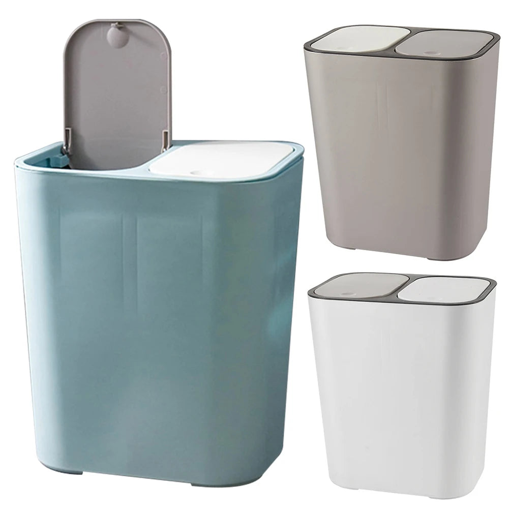 Cubo de basura de cocina de 15L Doble reciclaje 2 secciones Decoración del hogar Sala de estar Dormitorio Baño