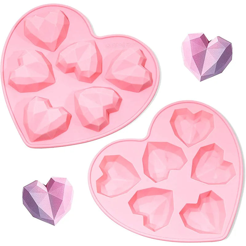 Juego de Moldes de Silicona en Forma de Diamante con Letras y Números, 1/6/8 Cavidades en Forma de Corazón para Mousse, Pasteles, Chocolate, Jabón y Velas