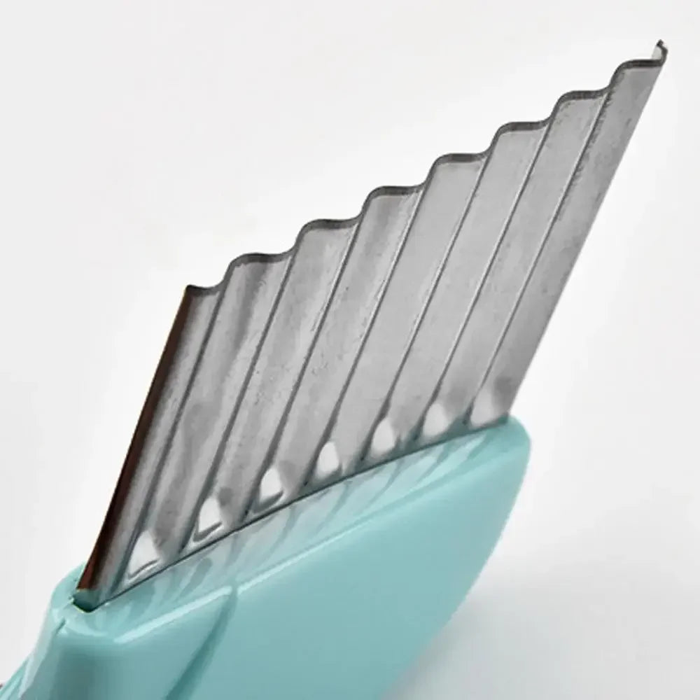 Cortador de Papas de Acero Inoxidable, Cortador de Verduras y Frutas, Cuchillo Ondulado Acanalado, Gadget de Cocina para Papas Fritas