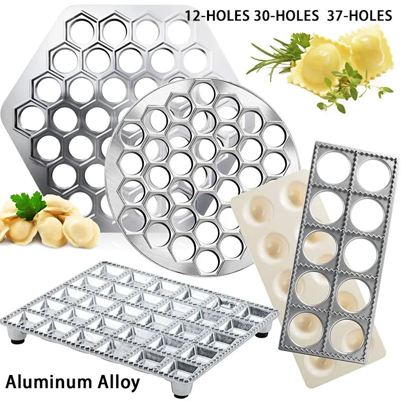 Molde para Dumplings DIY Molde para Raviolis Prensa para Dumplings Molde para Hacer Raviolis Molde de Aleación de Aluminio Sello Cortador de Raviolis con Bandeja y Prensa