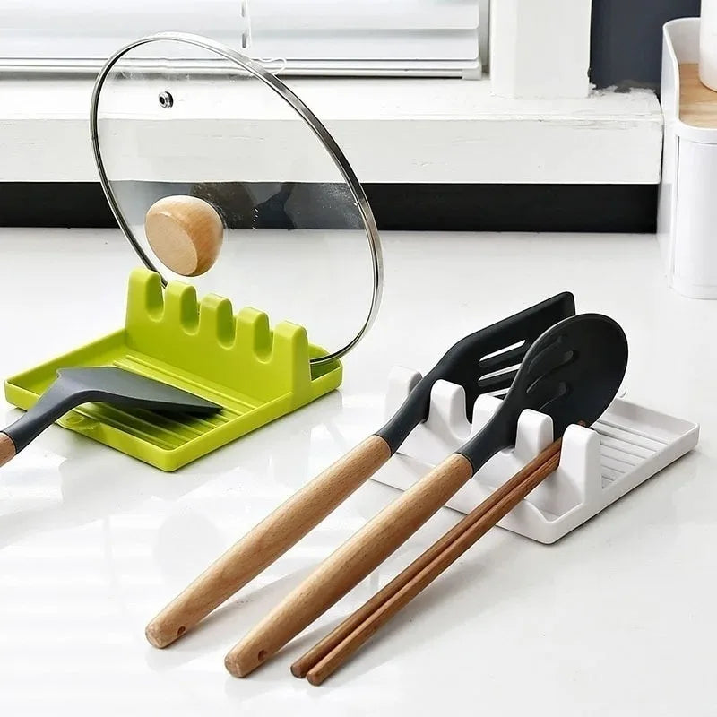 Soporte para cucharas de cocina, soporte para tenedores y espátulas, estante de almacenamiento, soporte para palillos de plástico, almohadilla antideslizante para cucharas, conveniente y práctico