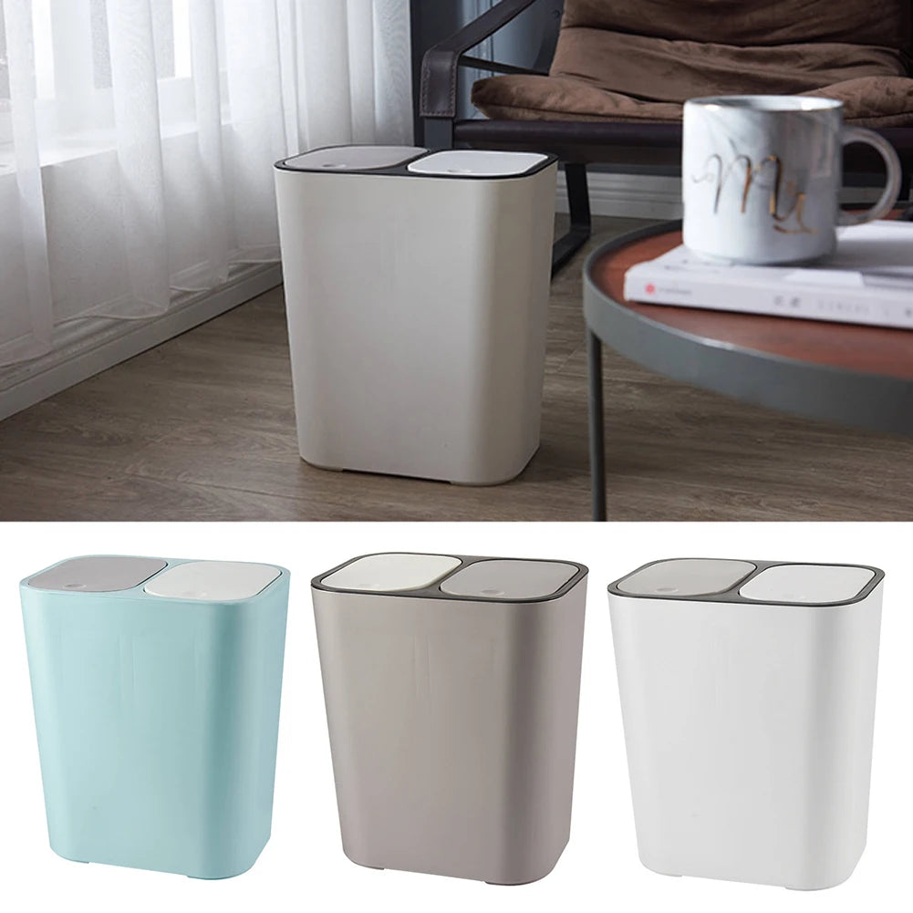 Cubo de basura de cocina de 15L Doble reciclaje 2 secciones Decoración del hogar Sala de estar Dormitorio Baño