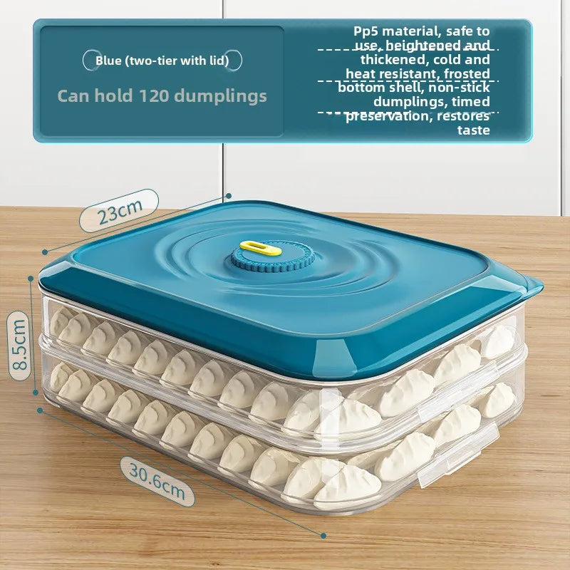 Caja de Almacenamiento de Dumplings, Congelador de Refrigerador, Caja de Congelación Rápida de Dumplings de Grado Alimenticio, Caja de Conservación de Plástico Sellada
