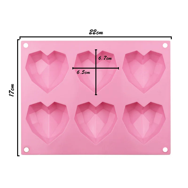 Juego de Moldes de Silicona en Forma de Diamante con Letras y Números, 1/6/8 Cavidades en Forma de Corazón para Mousse, Pasteles, Chocolate, Jabón y Velas