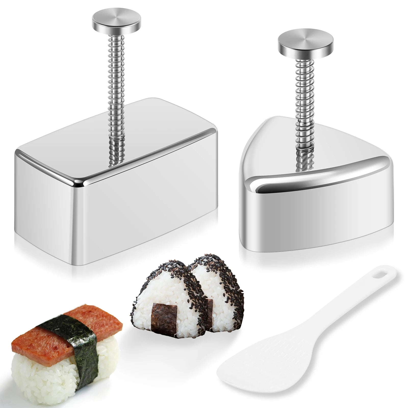 Molde para Onigiri Antiadherente de Acero Inoxidable Triangular y Rectangular Molde para Bolas de Arroz DIY Musubi Sushi Prensa para Almuerzo de Niños Bento