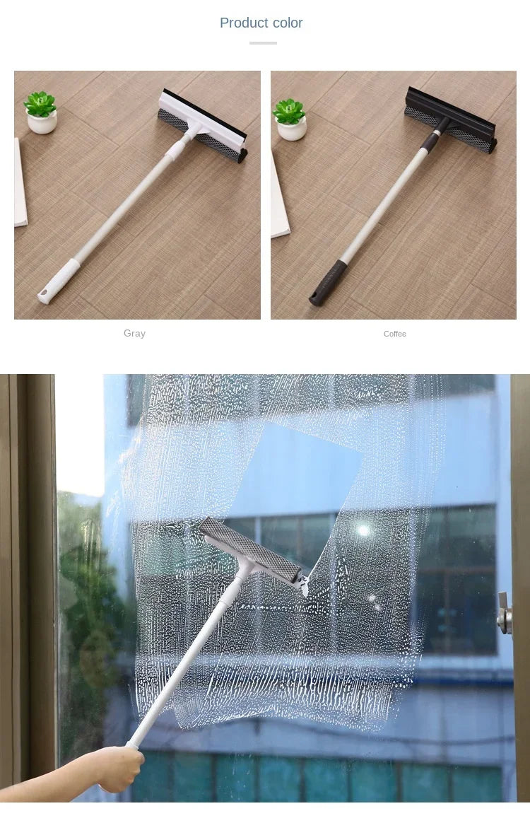 1 pieza Limpiador de Ventanas con Escurridor 2 en 1 Palo Retráctil Cepillo para Limpiar Ventanas Herramienta de Limpieza de Vidrio para Coche y Puerta de Ducha