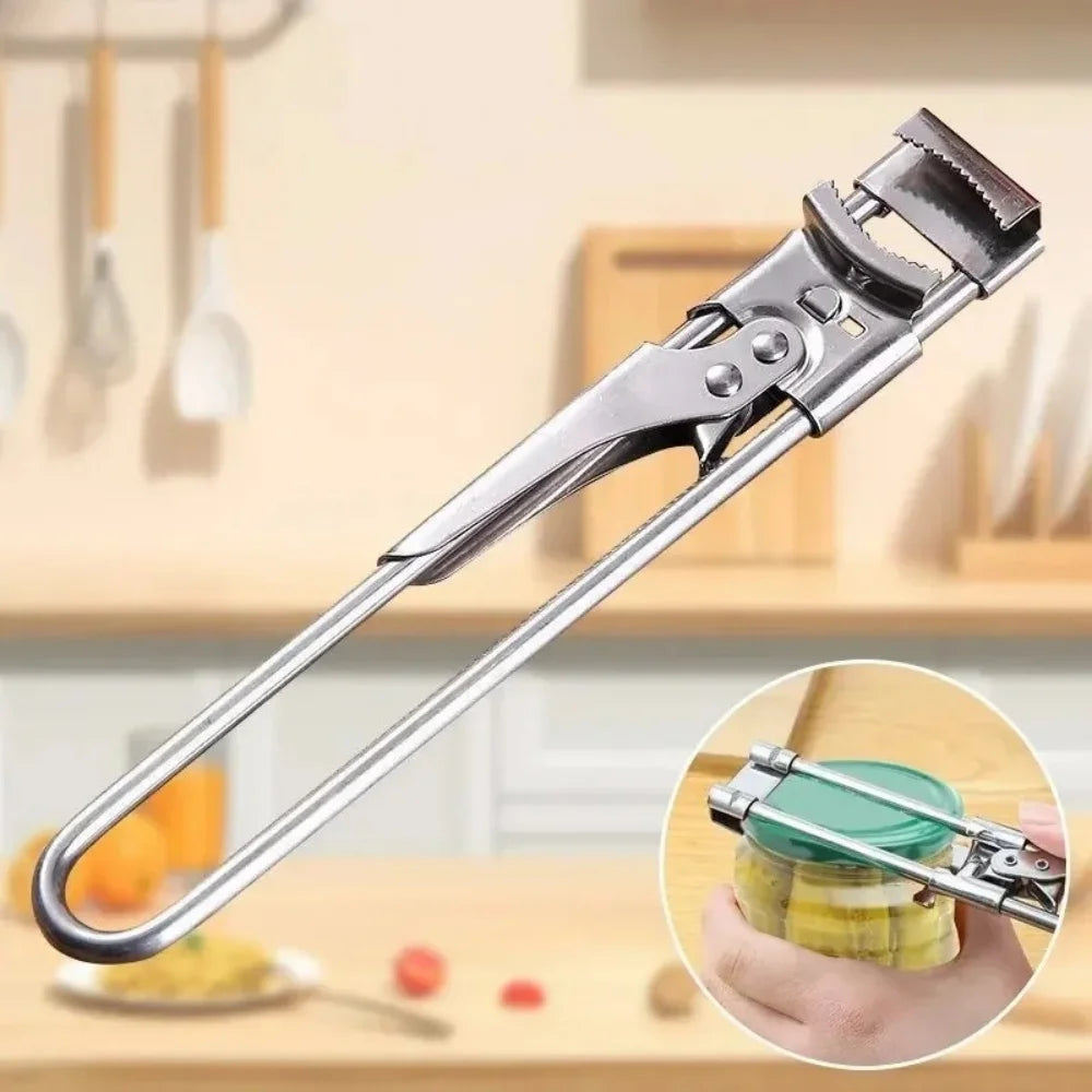 1/2 Piezas Abridor de Botellas, Tarros y Latas de Acero Inoxidable Ajustable de Alta Resistencia Multifuncional que Ahorra Esfuerzo, Herramienta de Cocina de Fácil Agarre