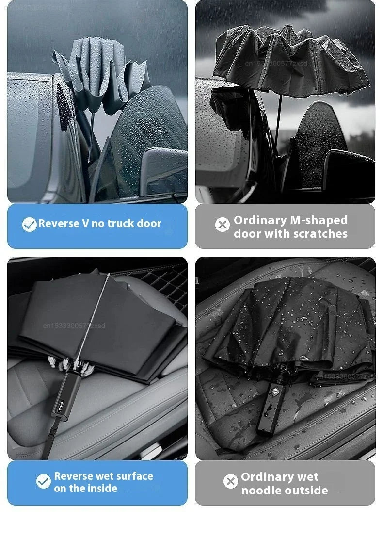 Paraguas ZUODU totalmente automático de plegado inverso, paraguas duradero resistente al viento, impermeable, resistente a los rayos UV, protección solar